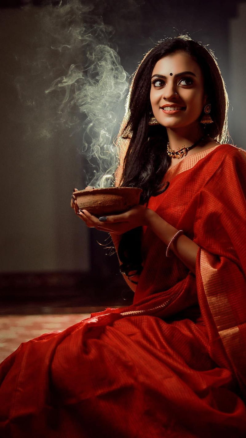 Chaithanya prakash , saree lover, mallu model, HD phone wallpaper