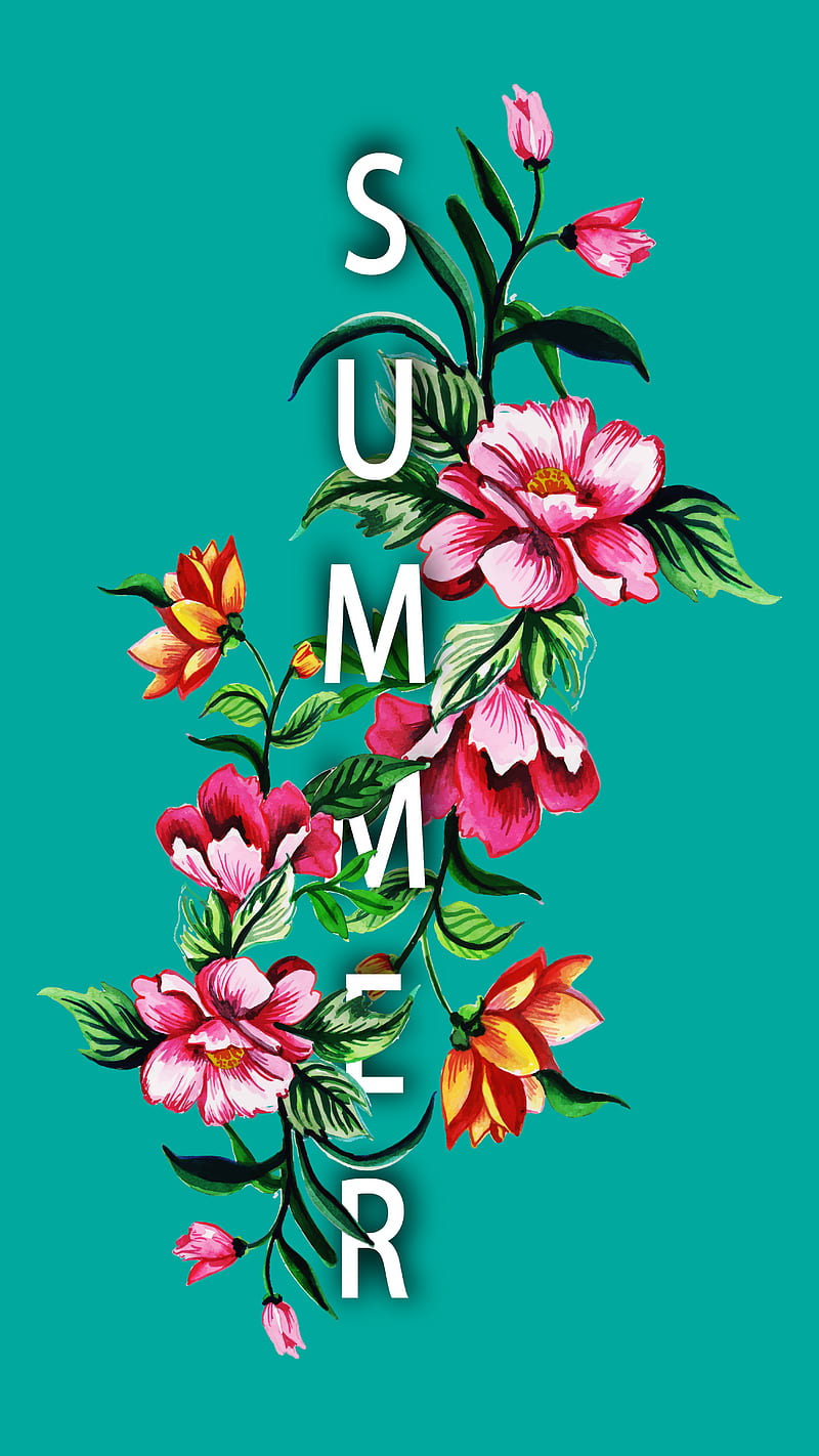 Summer green, aqua, cool, cute, flower, flowers, girly, green, pink, plants, summer, HD phone wallpaper