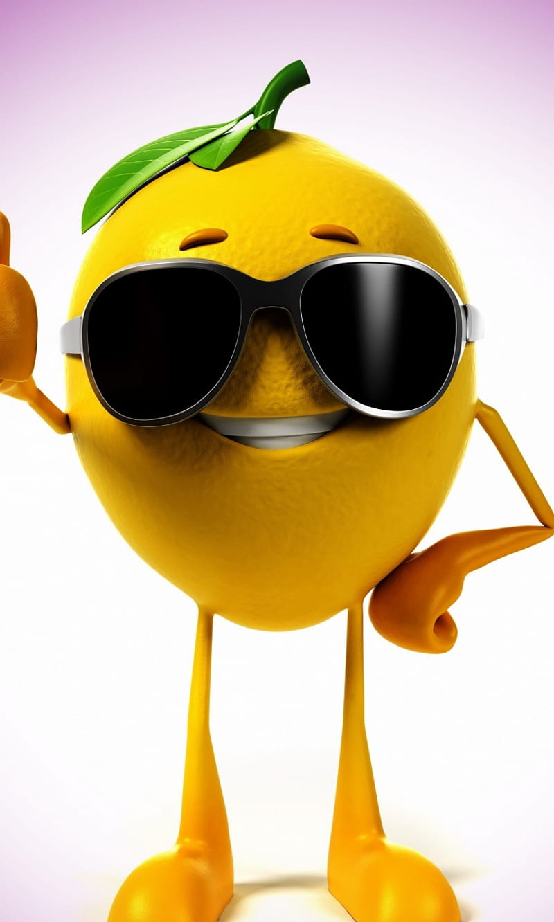 3d Lemon, fruit, funny, lemon 3d, sun-glass, HD phone wallpaper | Peakpx