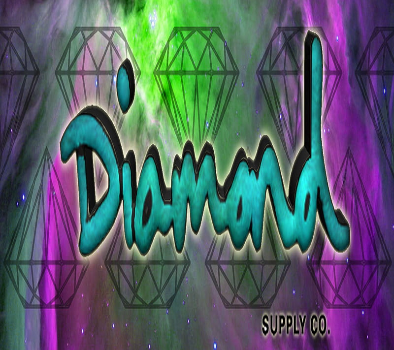 DiAMOND SUPPLY, abstract, art, blue, diamond, green, purple, space, stars, text, HD wallpaper
