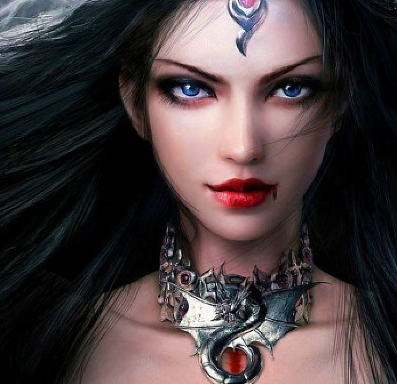 1920x1080px, 1080P free download | Alluring Vampiress, necklace ...