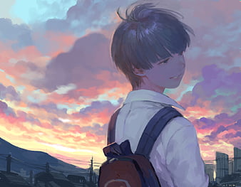 High school boy holding a bag Back view - Stock Illustration [96132805] -  PIXTA