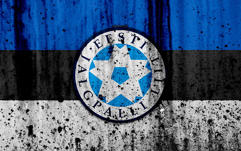 Estonia national football team logo, grunge, Europe, football, stone texture, soccer, Estonia, European national teams, HD wallpaper