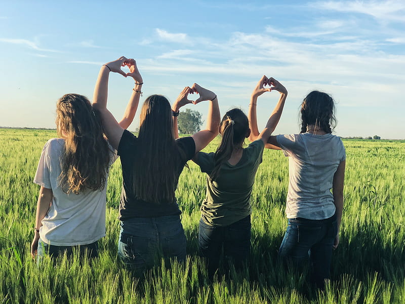 women forming heart gestures during daytime, HD wallpaper