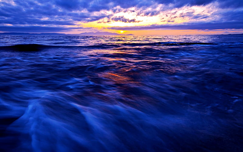 DEEP BLUE SEA, sun, clouds, sea, blue, HD wallpaper