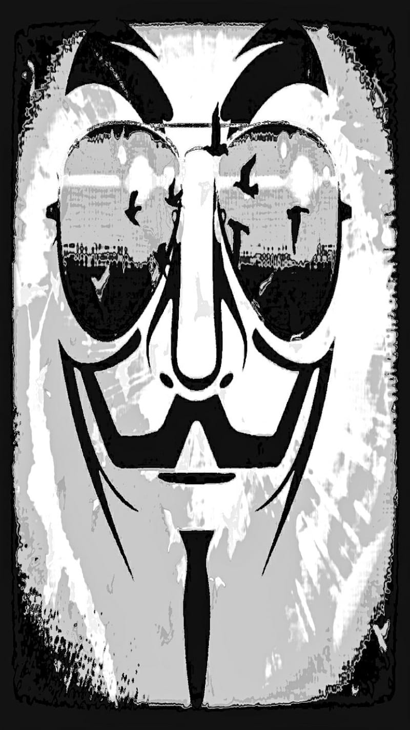 Anonymous Redesign 2, black and white, glasses, globe, mask, sunglasses, world, HD phone wallpaper