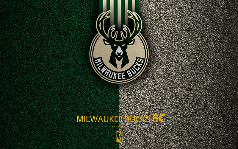 Milwaukee Bucks logo, basketball club, NBA, basketball, emblem, leather texture, National Basketball Association, Milwaukee, Wisconsin, USA, Central Division, Eastern Conference, HD wallpaper