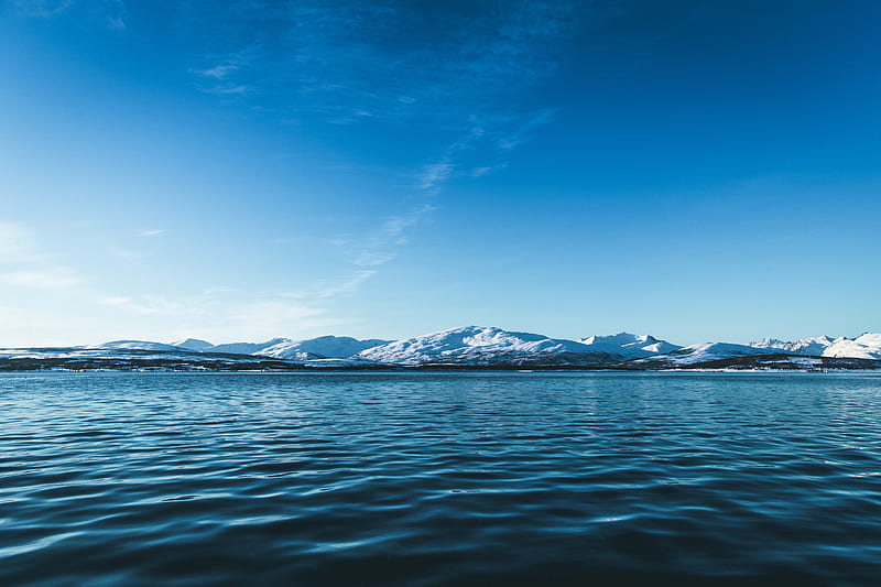 glacier, water, mountains, horizon, snowy, ice, HD wallpaper