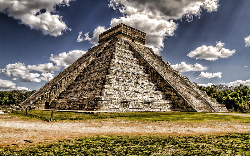 Chichen Itza, pyramid, Maya, Yucatan, Mexico, Maya civilization, R, North America, Mayan Pyramids, HD wallpaper