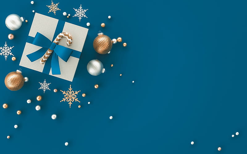 Happy New Year!, card, blue, christmas, craciun, box, new year, gift, HD wallpaper