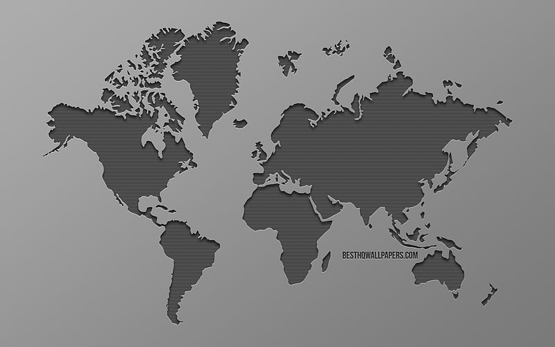 World map, gray background, earth, stylish art, world map concepts, HD wallpaper