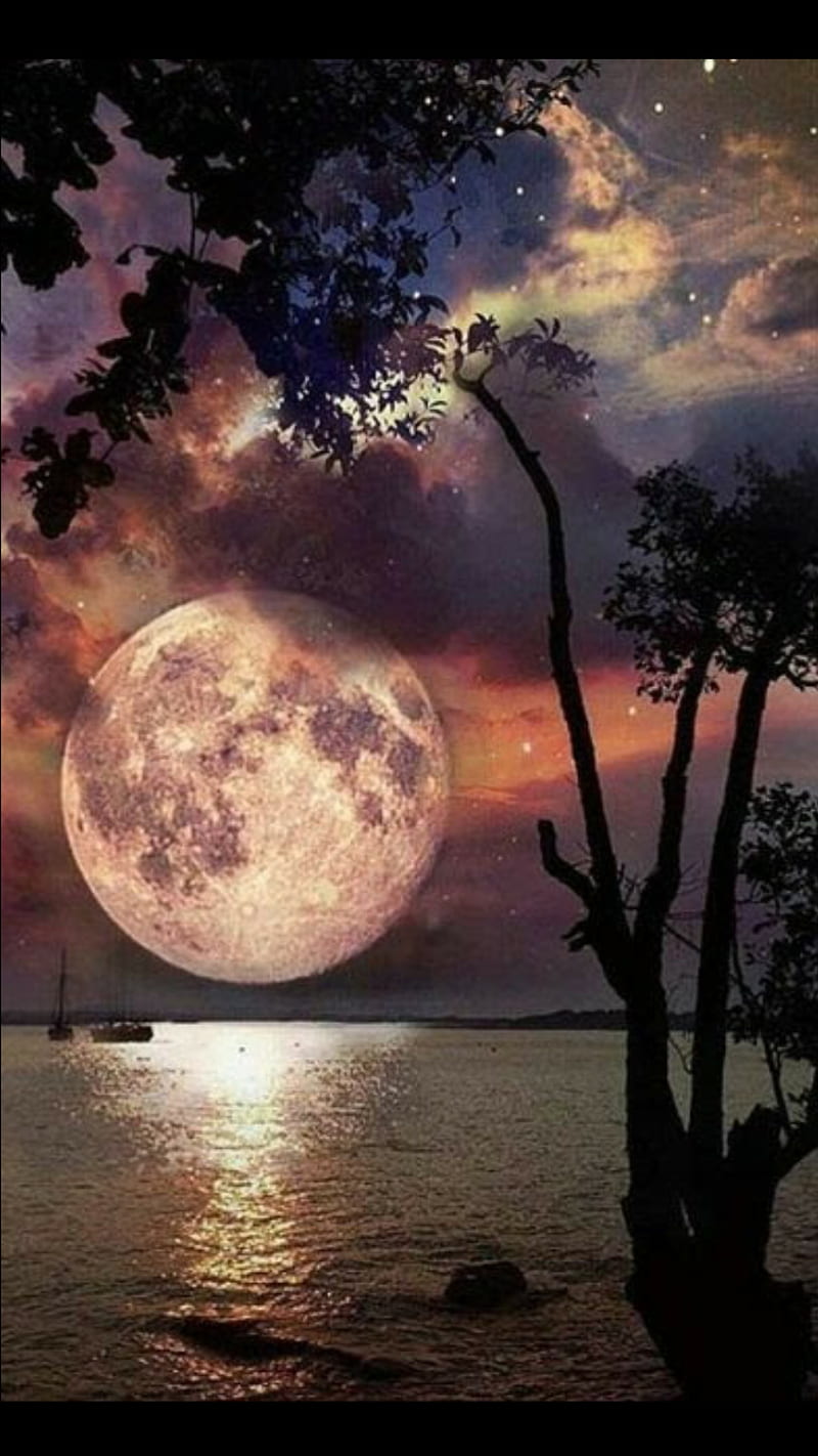 Moon Over Water Hd Mobile Wallpaper Peakpx
