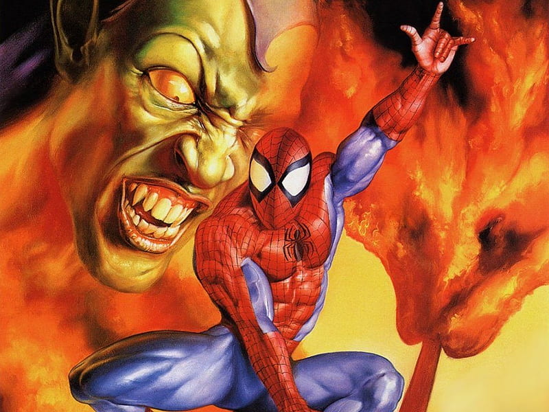 Spiderman, fire, movie, comics, abstract, HD wallpaper