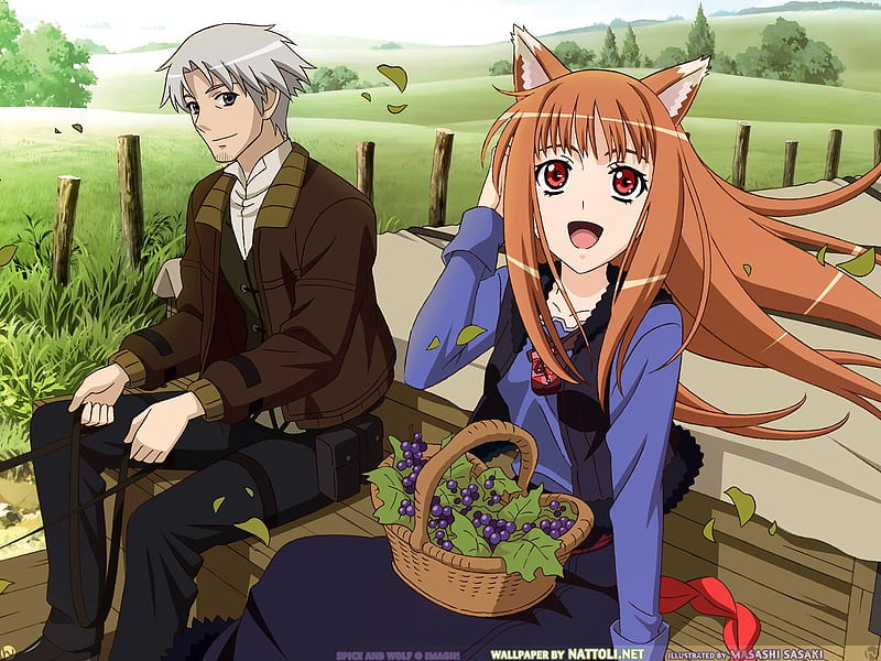 Spice and Wolf, wolfgirl, horo, lawrence kraft, country side, grapes, wolf girl, holo, wolf, HD wallpaper