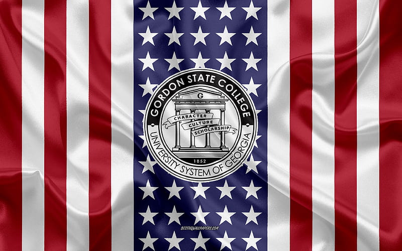 Gordon State College Emblem, American Flag, Gordon State College logo, Barnesville, Georgia, USA, Emblem of Gordon State College, HD wallpaper