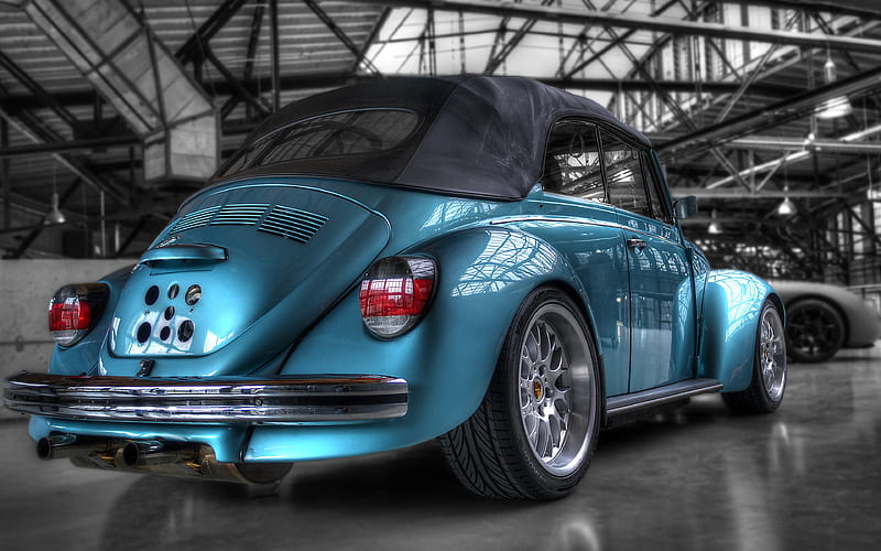 Volkswagen Beetle retro cars, R, blue beetle, HD wallpaper
