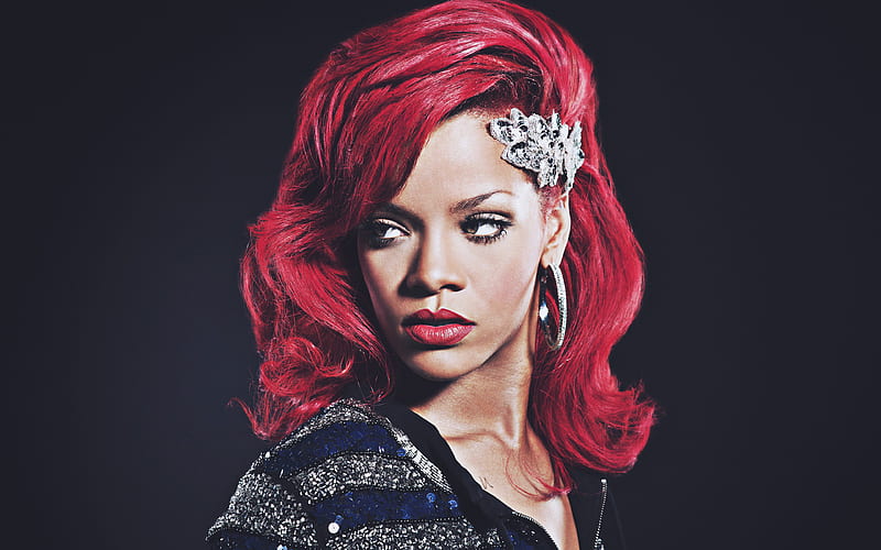 Rihanna red hair, american singer, superstars, beauty, Hollywood, R, hoot, Robyn Rihanna Fenty, HD wallpaper