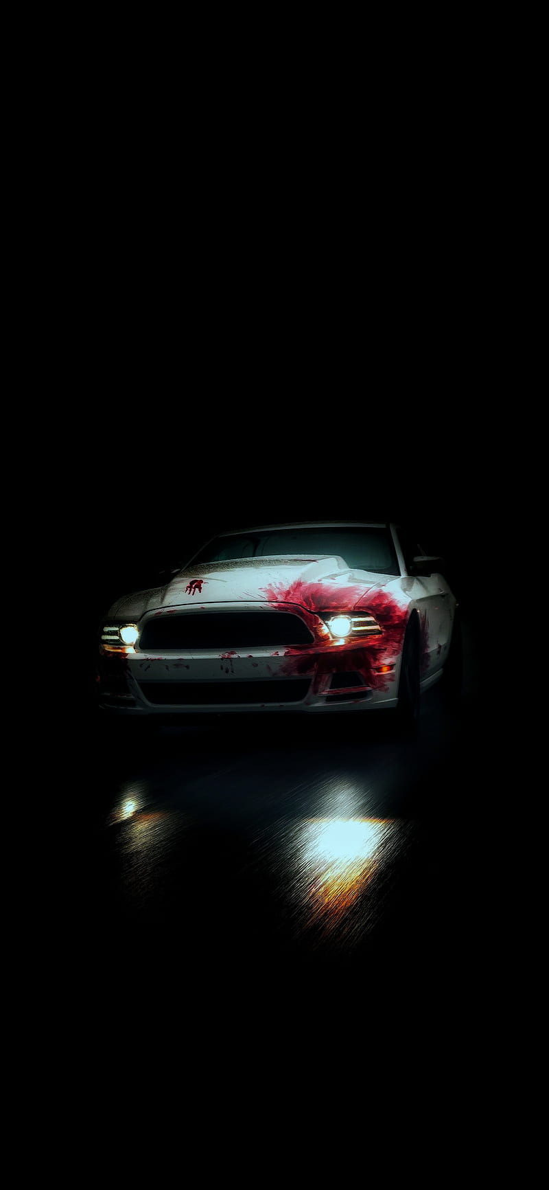 Mustang , amoled, black, car, dark, light, muscle, power, vehicles, HD phone wallpaper