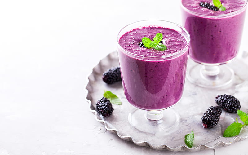 blueberry smoothie, healthy food, smoothies, different drinks, smoothie, HD wallpaper