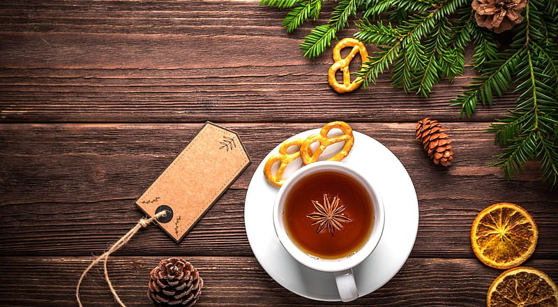 Christmas cup of tea, still life, graphy, christmas abstract, tea, softness, xmas, drink, HD wallpaper