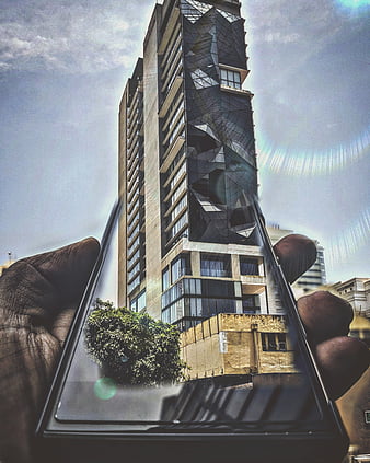 effet, edificios, rue, fond d'écran du téléphone