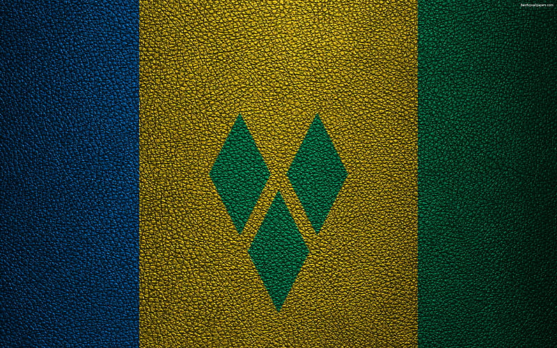 Flag of Saint Vincent and the Grenadines leather texture, North America, world flags, Saint Vincent and the Grenadines, HD wallpaper