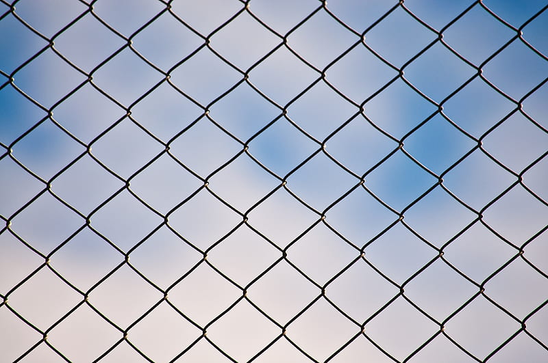 fence, pattern, clouds, sky, mesh, Abstract, HD wallpaper