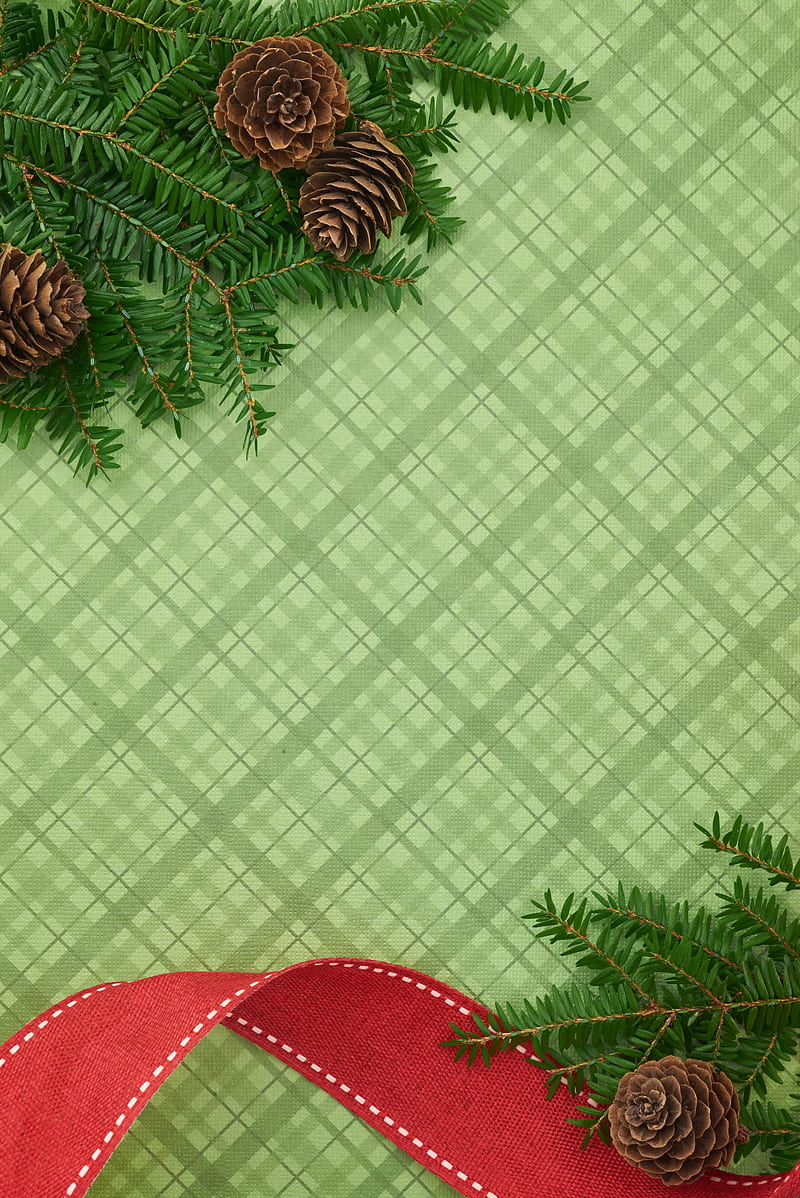 branches, cones, ribbons, new year, christmas, HD phone wallpaper