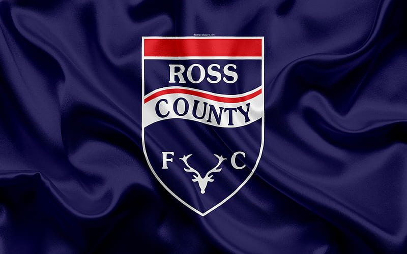 Ross County FC Scottish Football Club, logo, emblem, Scottish Premiership, football, Dingwall, Scotland, UK, silk flag, Scottish Football Championship, HD wallpaper