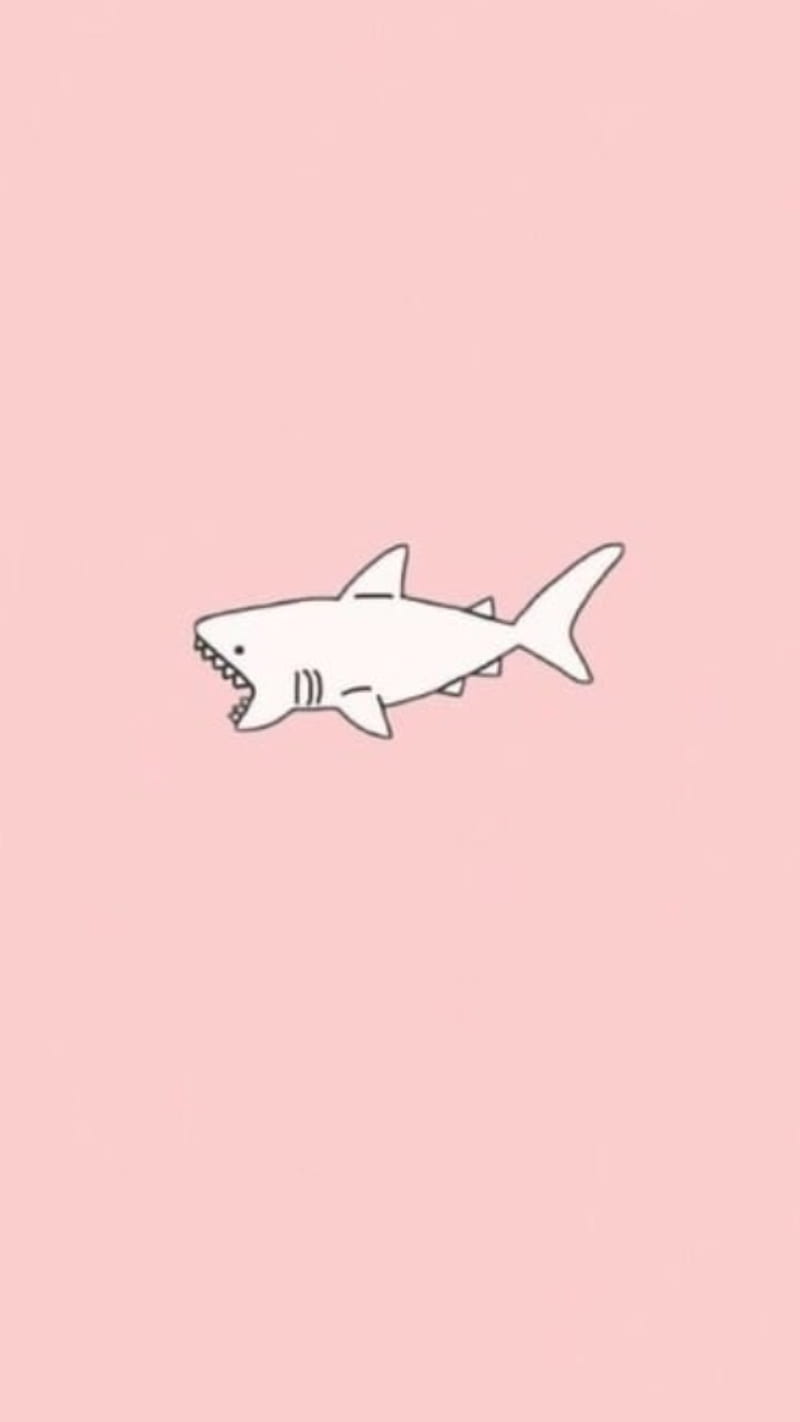 Cute shark, pink, shark, HD phone wallpaper