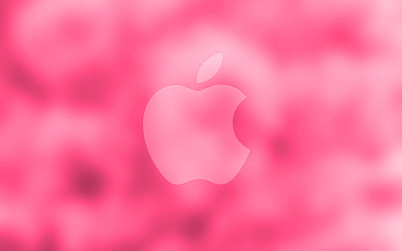 Apple pink logo, pink blurred background, Apple, minimal, Apple logo, artwork, HD wallpaper