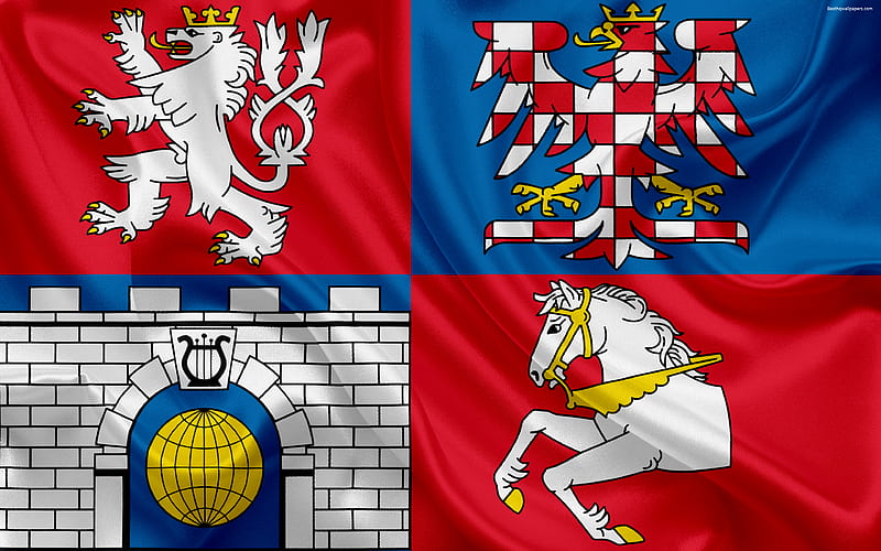 Flag of Pardubice Region, silk flag official symbols, flags of administrative units, Czech Republic, Pardubice Region, HD wallpaper