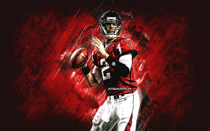 Matt Ryan, Atlanta Falcons, NFL, American football, quarterback, portrait, red stone background, National Football League, HD wallpaper