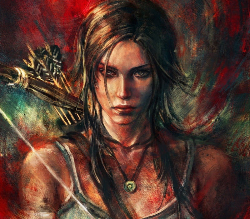 Lara Croft, games, female, brown hair, video games, tomb raider, bow, arrows, weapons, girl, HD wallpaper