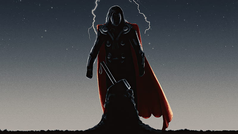 Thor Picking Up Mjolnir, thor, superheroes, artwork, HD wallpaper