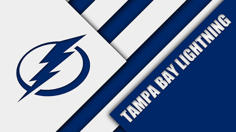 Emblem Logo NHL Tampa Bay Lightning In White And Blue Striped Background Basketball Sports, HD wallpaper
