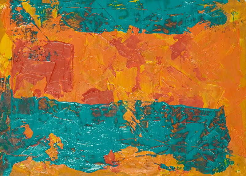 teal and red abstract painting, HD wallpaper