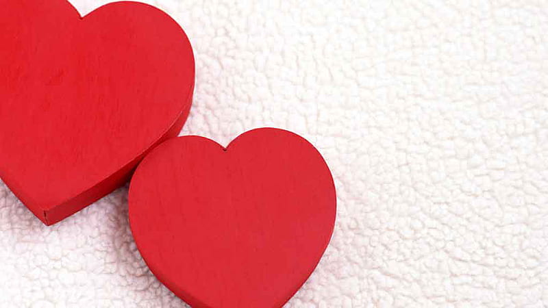 Two Love Red Heart Shapes In White Background Love, HD wallpaper