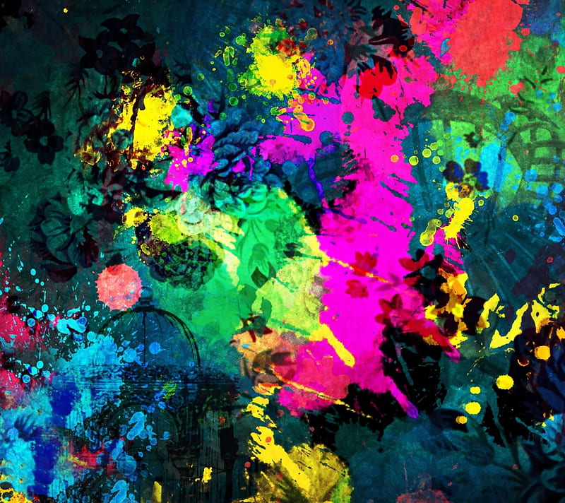 Colorful paint splat, abstract, colorful paint splatter, HD wallpaper
