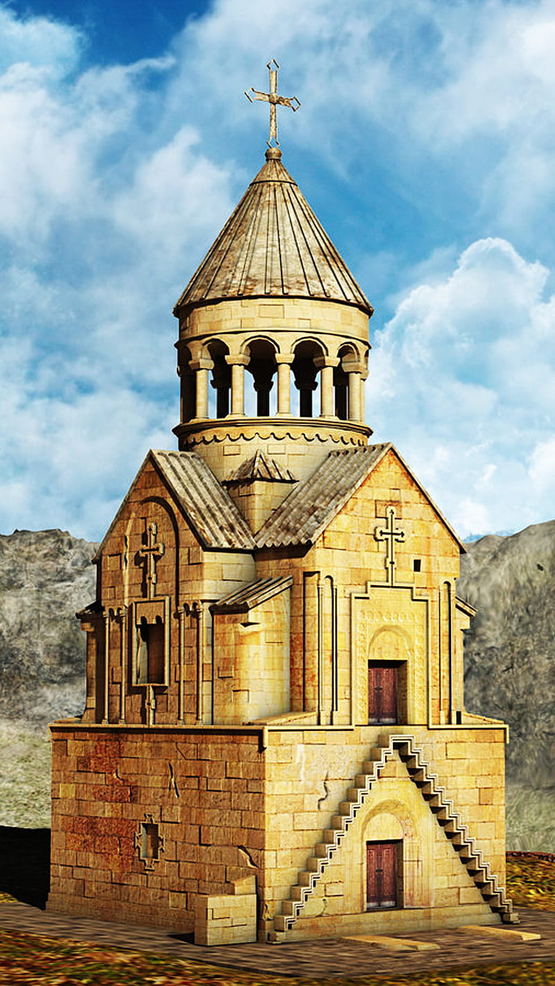 church, armenian, sky, HD phone wallpaper