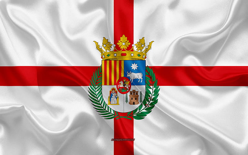 Teruel Flag silk texture, silk flag, Spanish province, Teruel, Spain, Europe, Flag of Teruel, flags of Spanish provinces, HD wallpaper