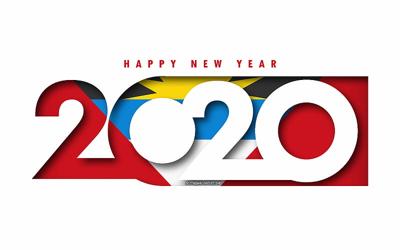 Antigua and Barbuda 2020, Flag of Antigua and Barbuda, white background, Happy New Year Antigua and Barbuda, 3d art, 2020 concepts, Antigua and Barbuda flag, 2020 New Year, 2020 Antigua and Barbuda flag, HD wallpaper