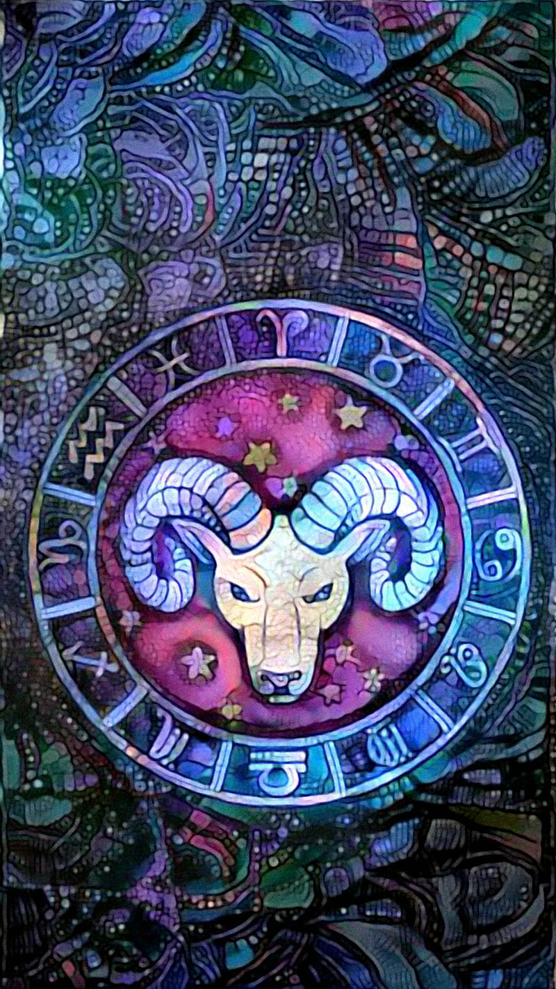 Premium Vector  Aries zodiac sign wallpaper for mobile