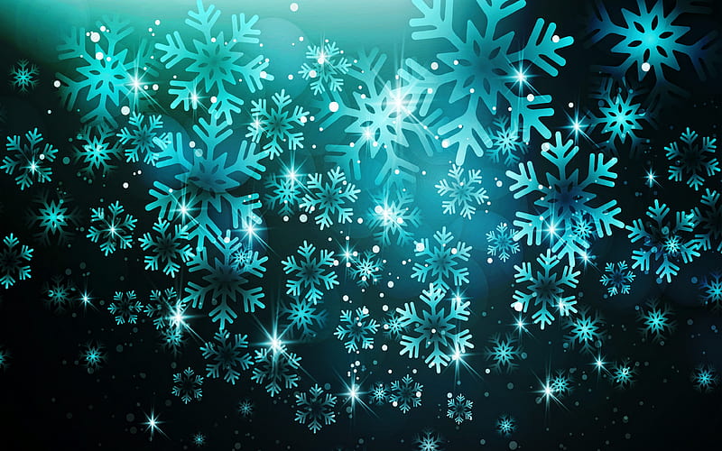 blue snowflakes background, abstract art, snowflakes patterns, blue winter background, winter backgrounds, snowflakes, HD wallpaper