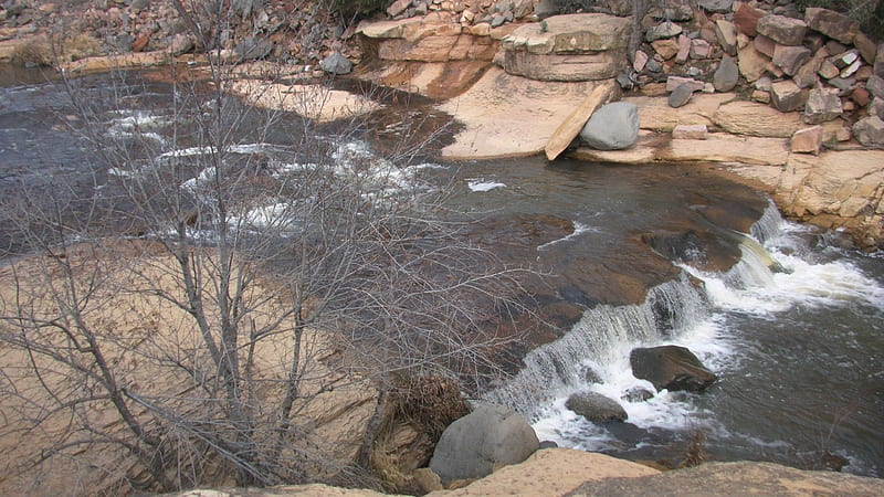Sedona, Arizona (Slide Rock), Water, Slide, Tree, Sedona, Rocks, Arizona, Nature, HD wallpaper