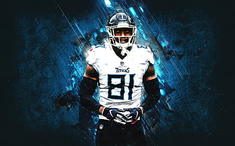 Jonnu Smith, Tennessee Titans, NFL, American football, blue stone  background, HD wallpaper