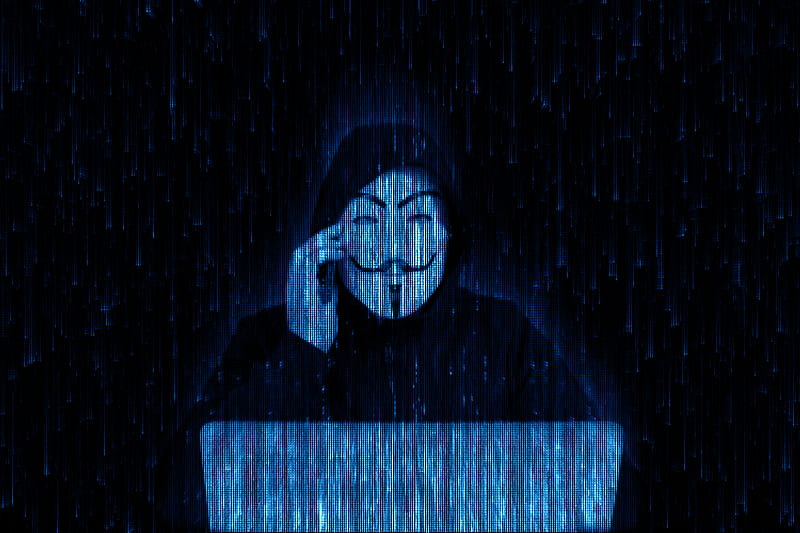 anonymous, hacker, mask, laptop, dark, HD wallpaper