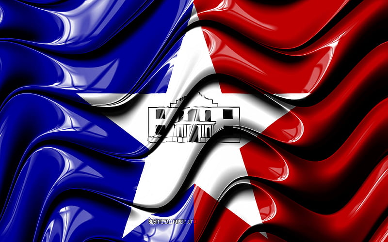 San Antonio flag United States cities, Texas, 3D art, Flag of San Antonio, USA, City of San Antonio, american cities, San Antonio 3D flag, US cities, San Antonio, HD wallpaper