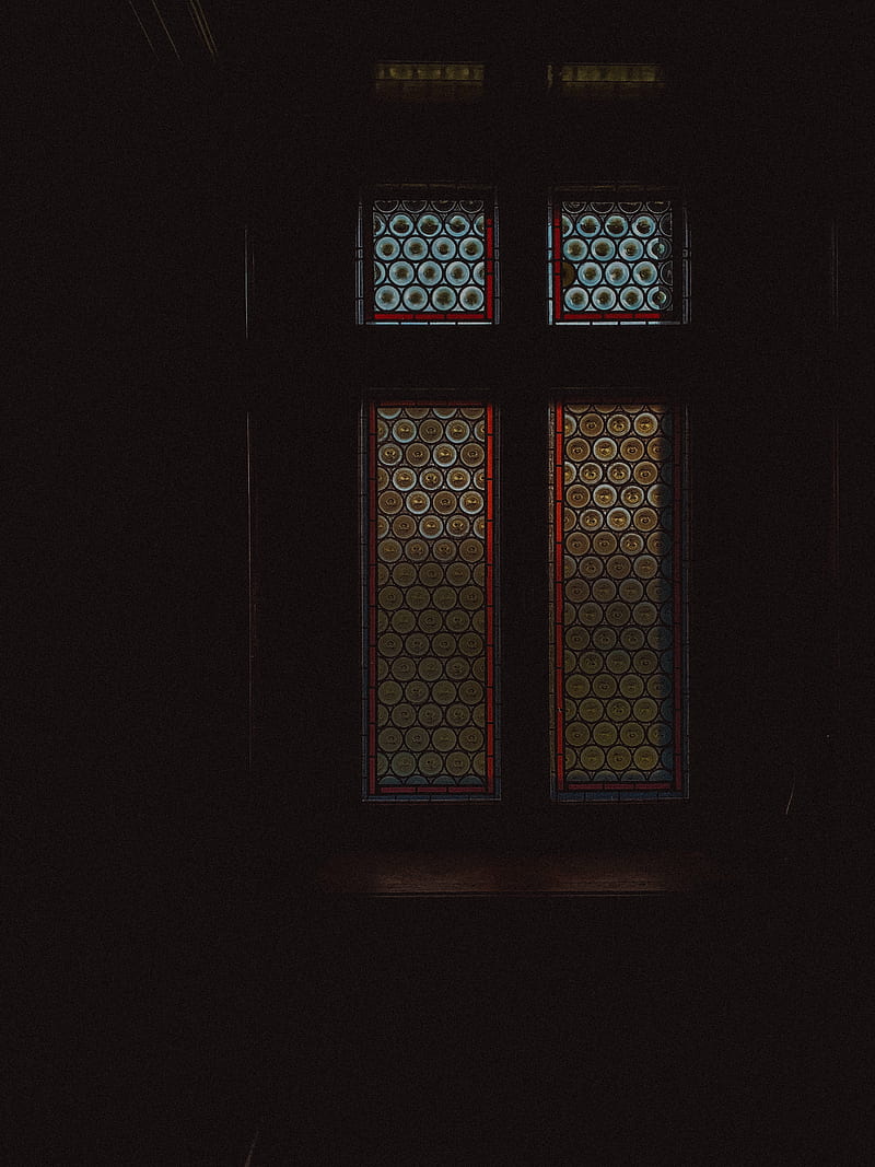 window, stained glass, glass, dark, room, HD phone wallpaper