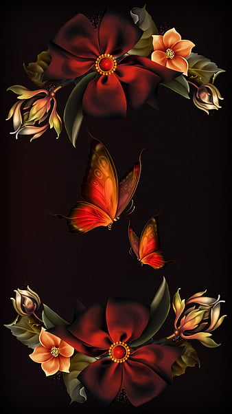 Flowers Butterflies, flowers, rose, butterflies, desenho, roses, colors, HD phone wallpaper